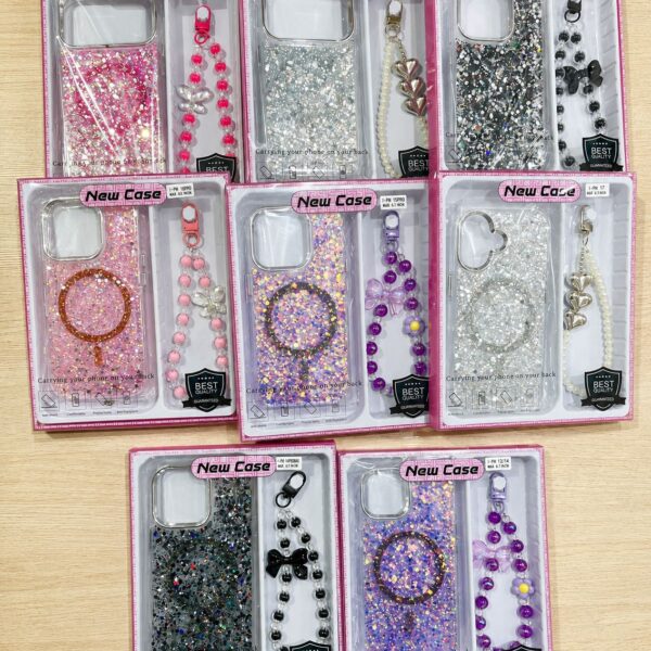 PACK CASE MAGSAFE GLITTER CON STRAP