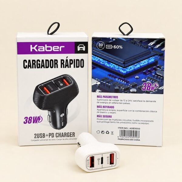 CARGADOR AUTO 38W KABER ADE5050