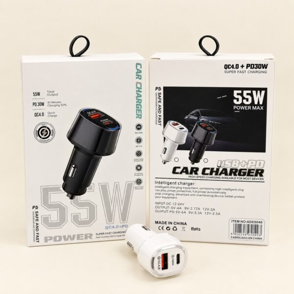 CARGADOR AUTO 55W KABER ADE5040